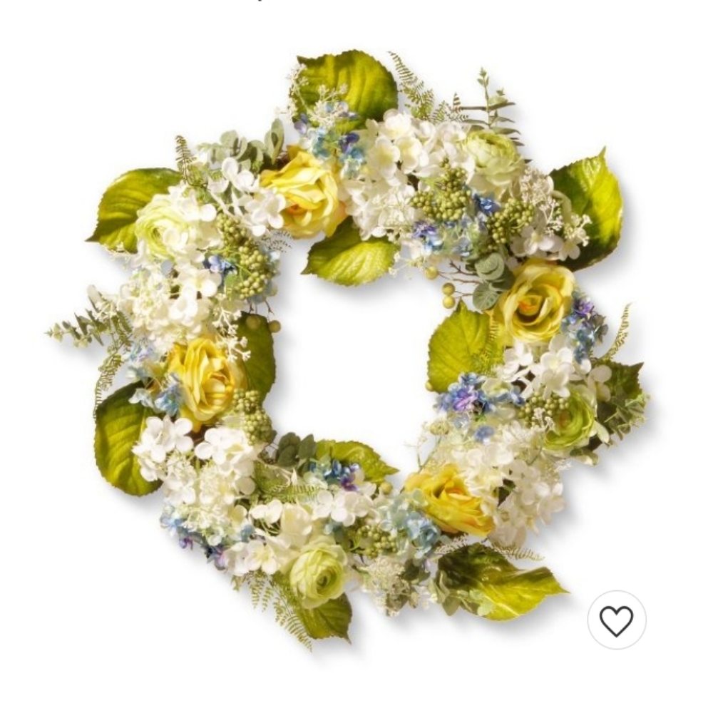 Artificial Spring Flowers Wreath Blue&Yellow 30" - National Tree Company